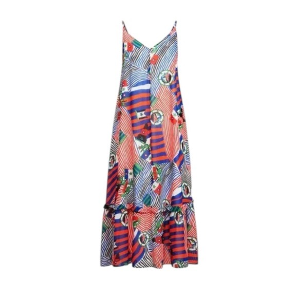 Lauren Ralph Lauren Georgette Nautical Print Midi Dress Size 6 NWT
