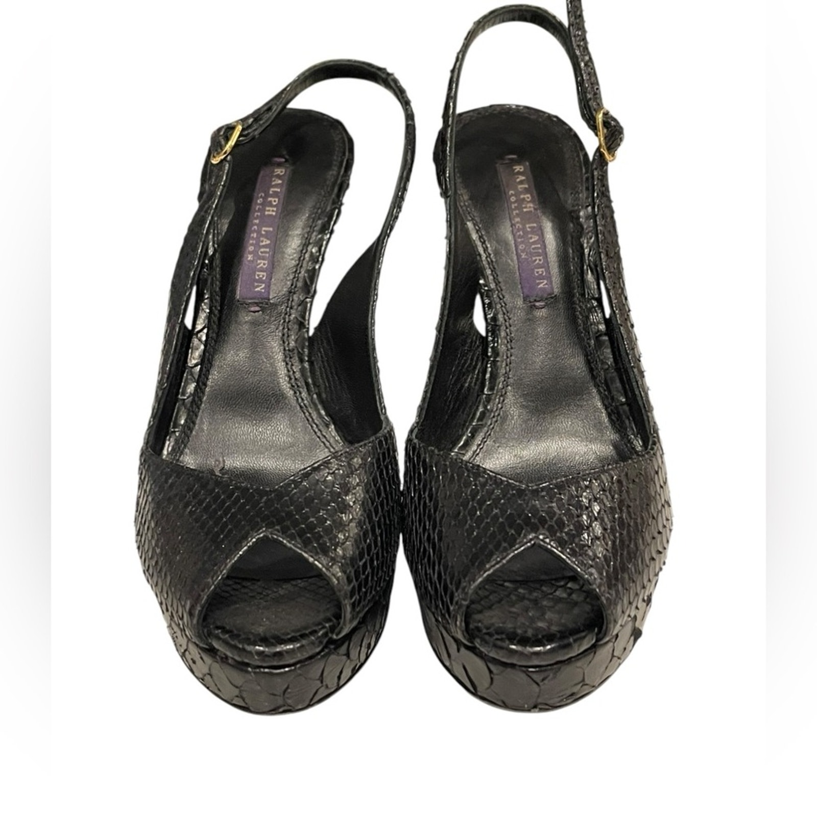 RALPH LAUREN COLLECTION Purple  Python Animal Print Slingback Pumps Size: 7 B
