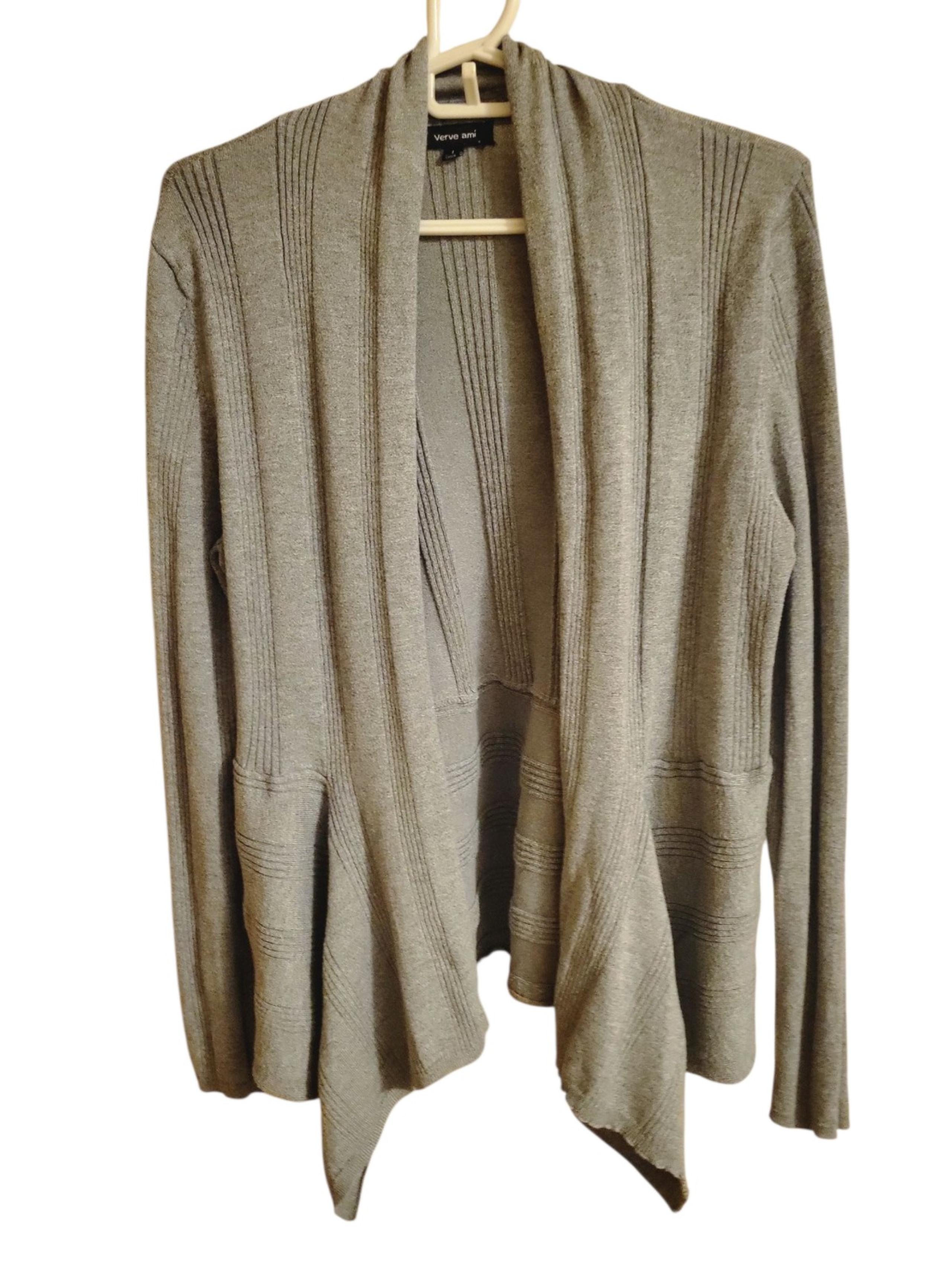 Verve Ami Women's Open Front Long sleeve High/Low Waterfall Front Cardigan, Sz L