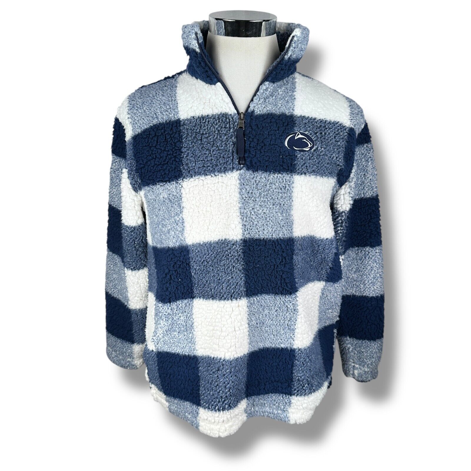 Boxercraft Penn State Jacket Womens Small Plaid Sherpa Fleece Pullover 1/4 Zip