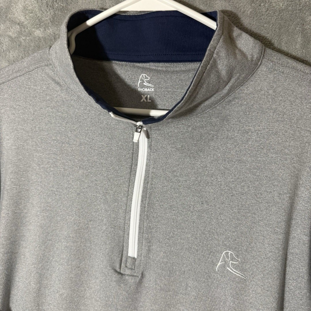 Rhoback Quarter Zip Shirt Mens Size XL Solid Gray Golf Nylon Blend Stretch