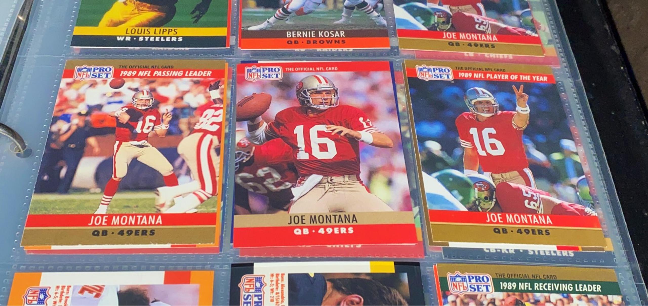 1990 Joe Montana Tri-net football cards