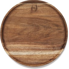 Round Wood Tray, Wooden Serving Tray, Acacia Plates 11.8 x 11.8 x 0.8 inch