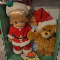 NWT!! Vintage 2000 PRECIOUS MOMENTS CHRISTMAS DOLL AND TEDDY BEAR