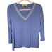 St. John Women’s Lilac V-neck Embellished 3/4 Sleeve Jersey Tee Shirt Blouse Med