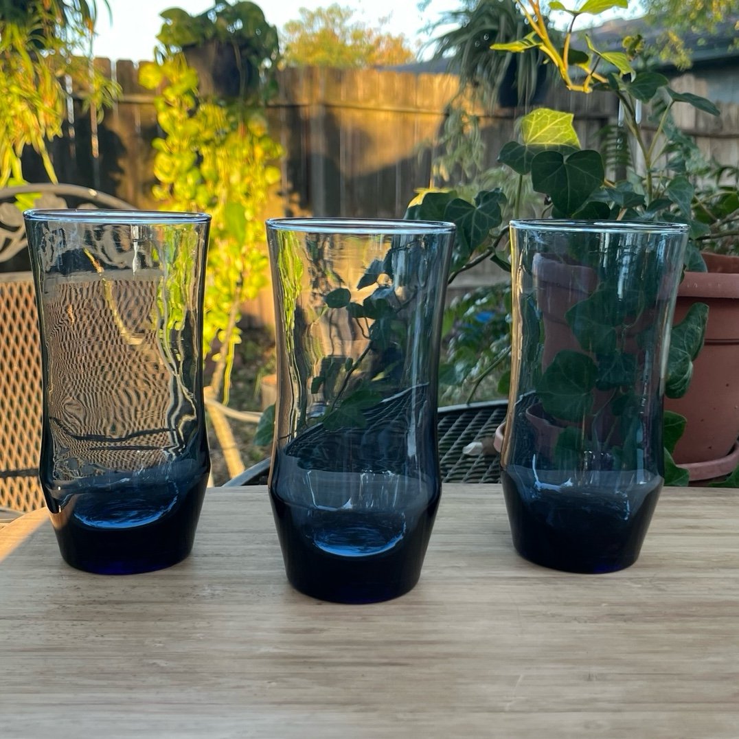 Vintage Libbey Dusky Blue Tumblers~Set of 3