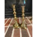 pair of vintage gold brass candlestick holders 8.25 and 9 inch tall (set of 2) n