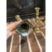pair of vintage gold brass candlestick holders 8.25 and 9 inch tall (set of 2) n