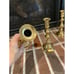 pair of vintage gold brass candlestick holders 8.25 and 9 inch tall (set of 2) n