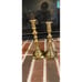 pair of vintage gold brass candlestick holders 8.25 and 9 inch tall (set of 2) n