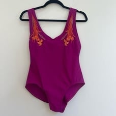Alstrae Swimwear Magenta Open Back One Piece with Embroidery - Medium