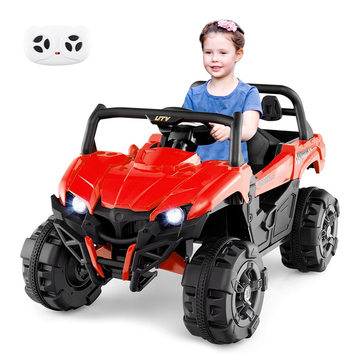 12V Kids Ride on Truck with Remote Control Slow Start Safety Belt Rear Storage