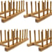 Bamboo Wooden Plate Racks Dish Stand Holder Kitchen Storage Cabinet 4 Pack