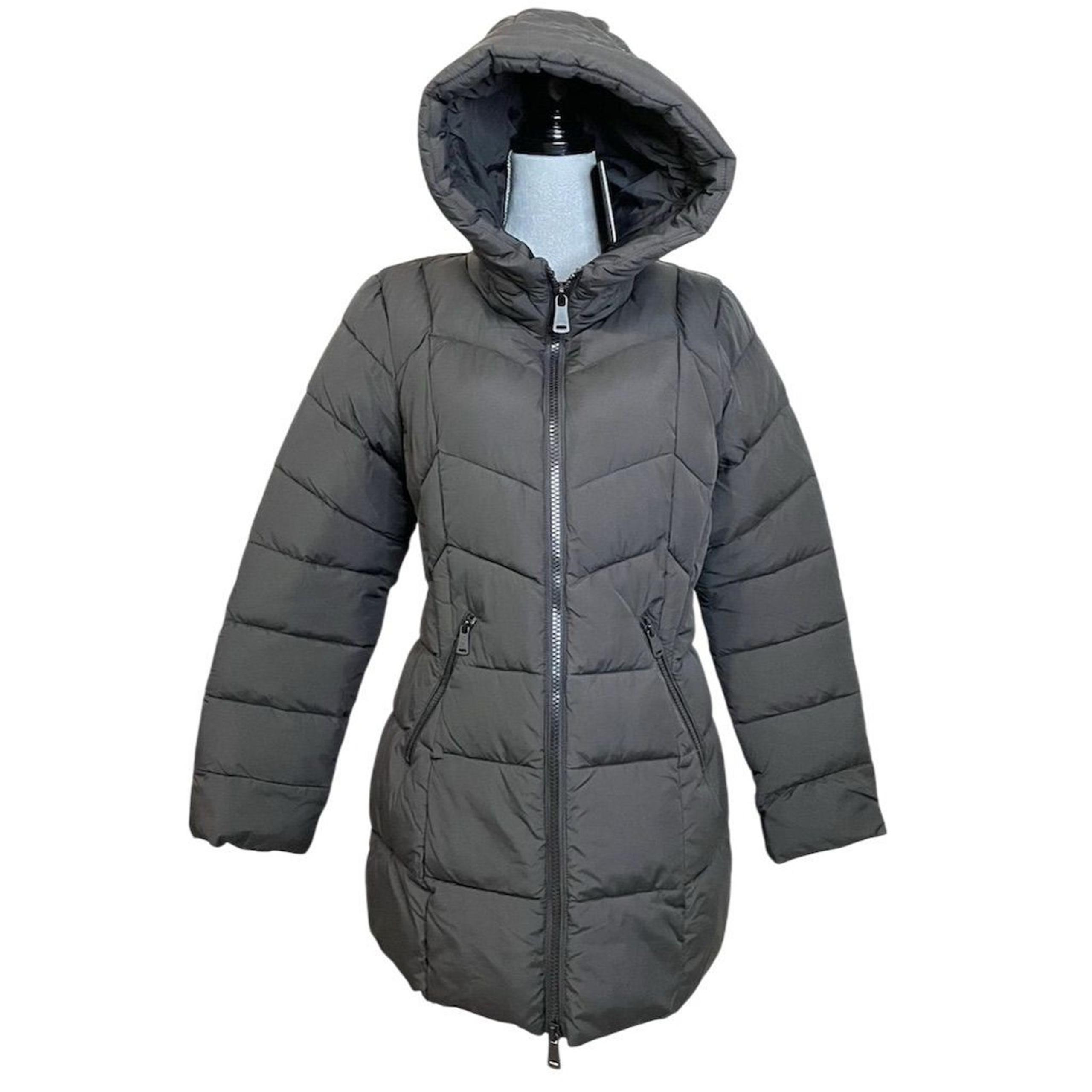 Bernardo Women's Black Hooded Puffer Jacket L Quilted Winter Coat Fall Winter