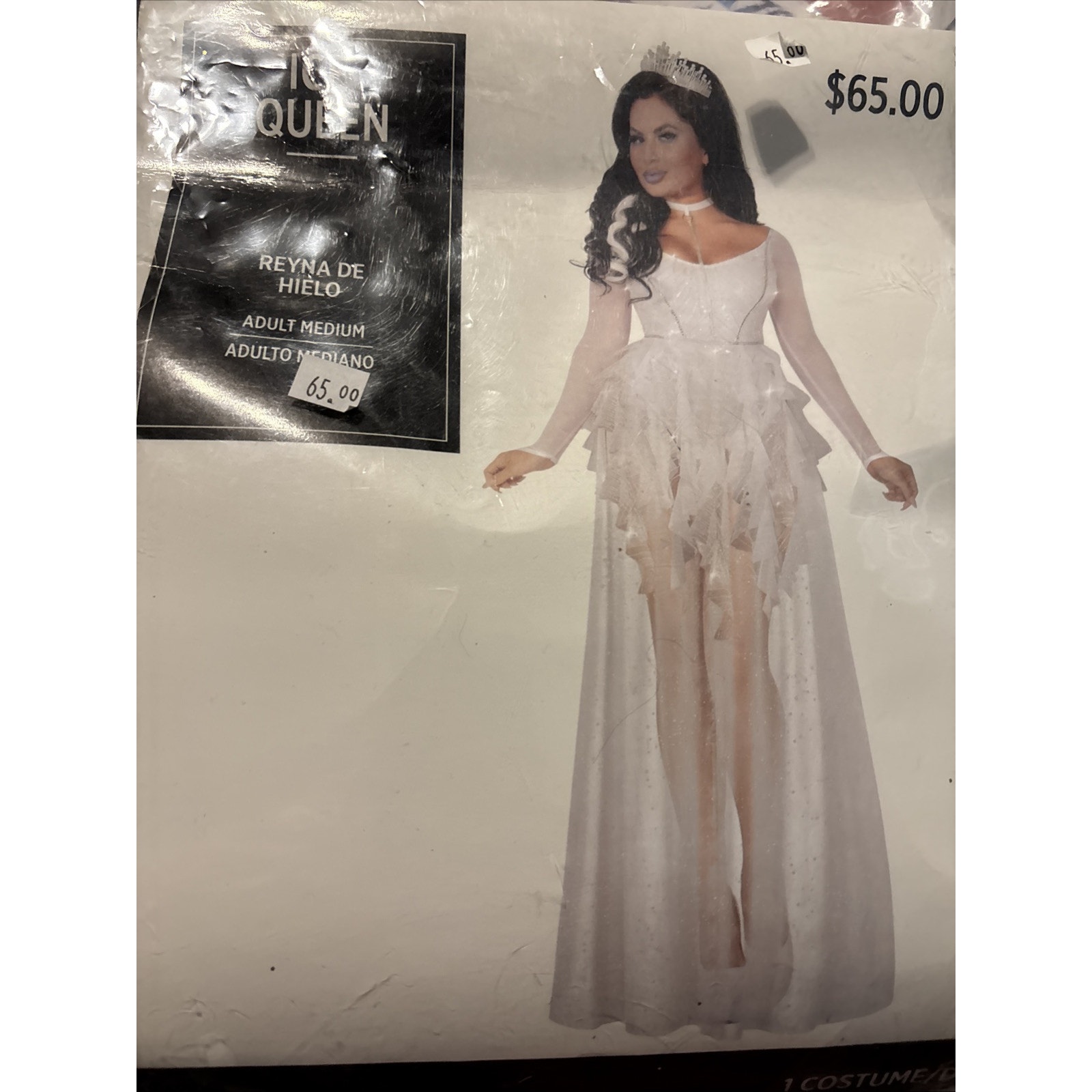 Adult Ice Queen Halloween Costume - Size Medium - White Sexy Frozen Dress