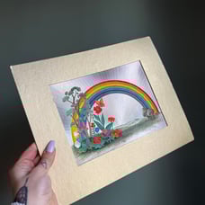 Vtg psychedelic rainbow mushroom wall art