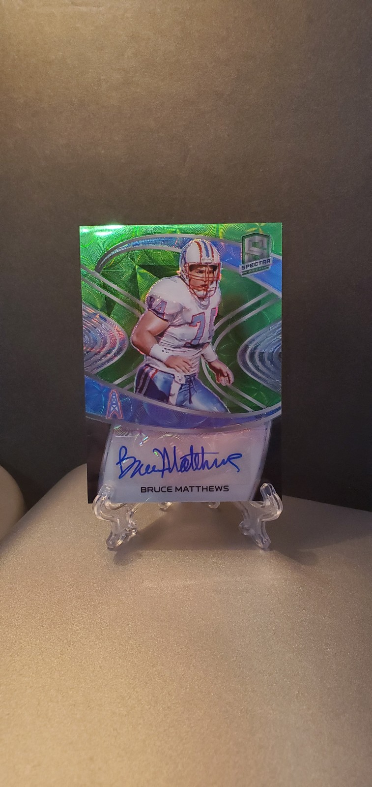 2021 SPECTRA FOOTBALL BRUCE MATHEWS AUTOGRAPH GREEN SCOPE PRIZM 24/25