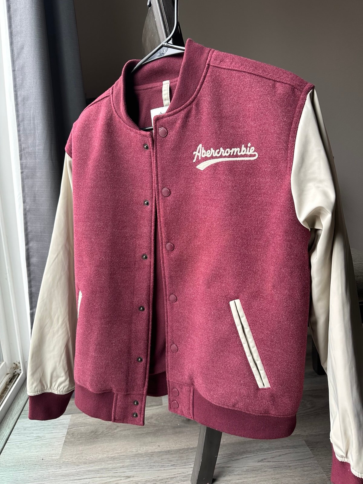 Abercrombie Kids burgundy varsity Jacket