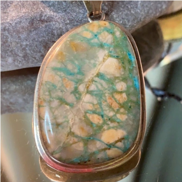 Large Sterling Silver Variscite Pendant