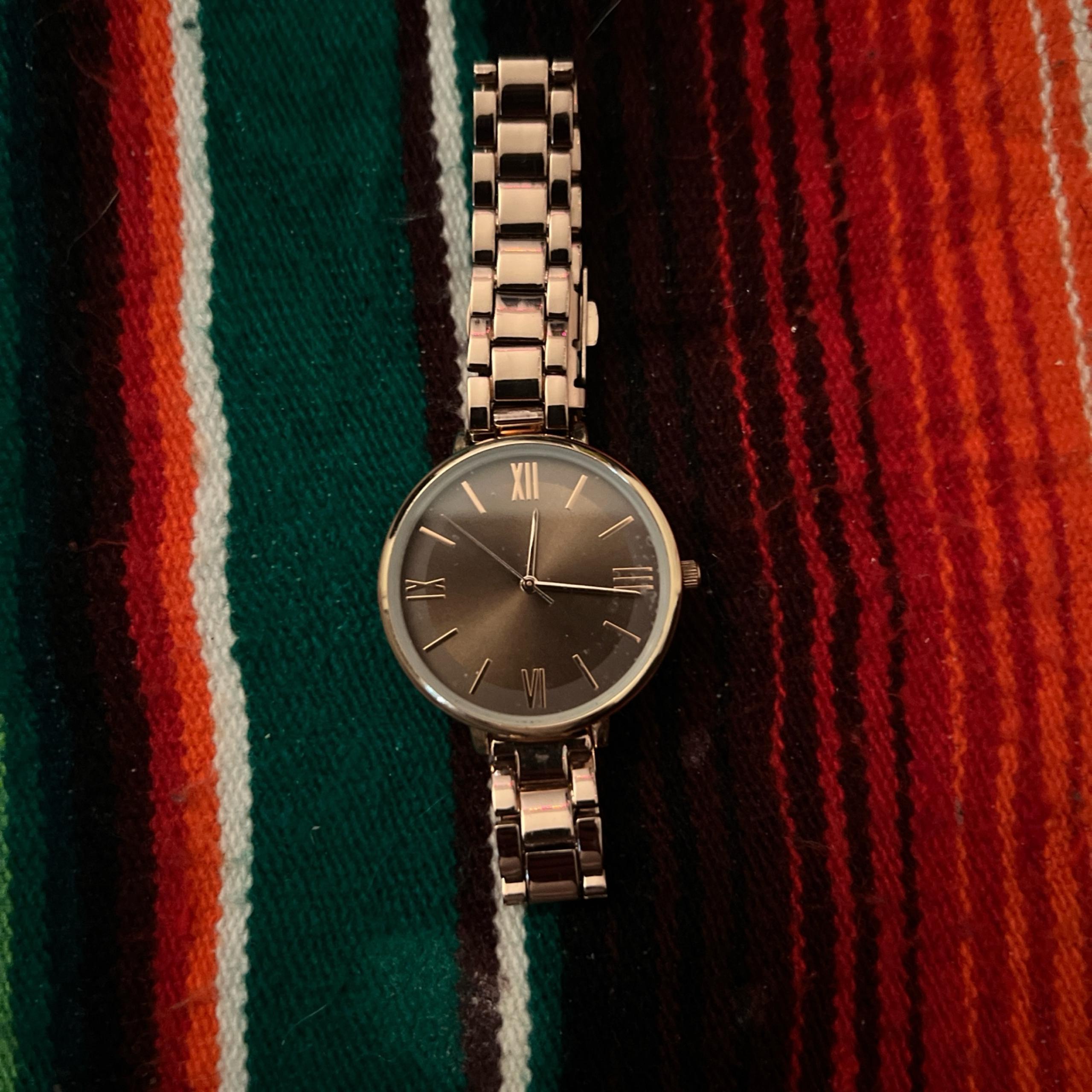 Accutime mens watch stainless steel bronze