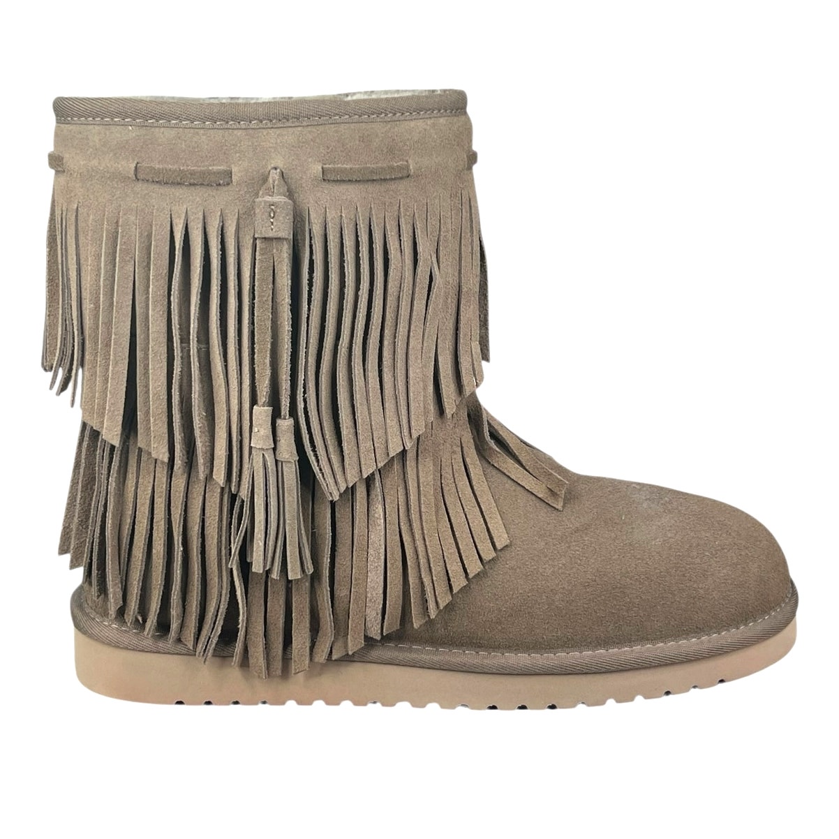 Koolaburra X UGG Cable Brown Suede Fringe Winter Boot Size US 10
