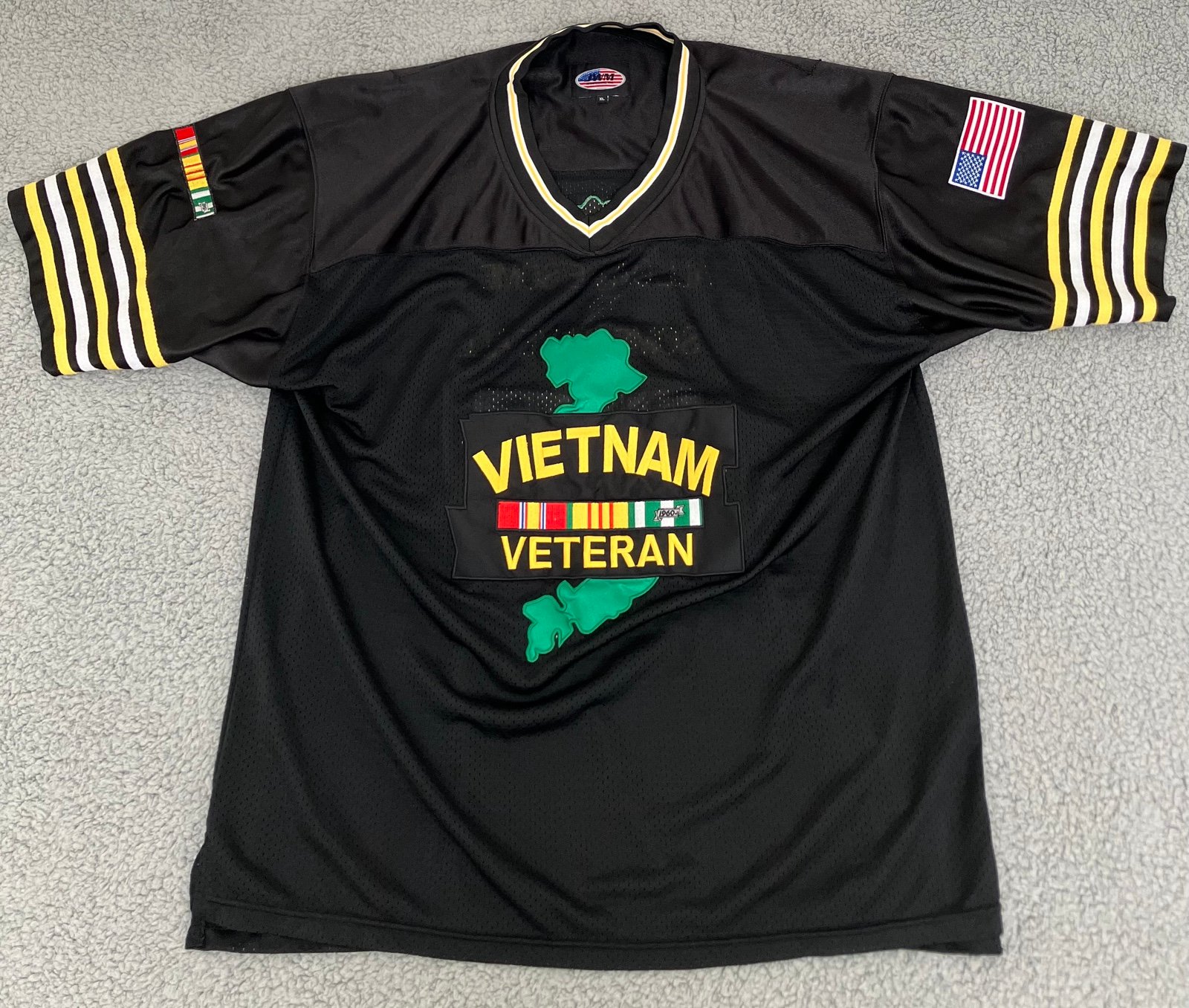 Vintage 60s Embroidered Vietnam Veteran Football Jersey Men’s Size XL