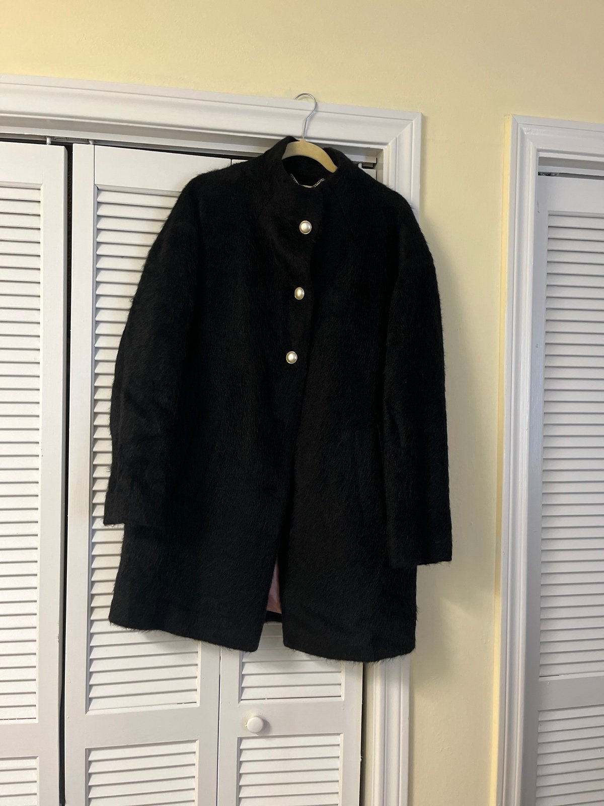 Kate spade black faux fur coat