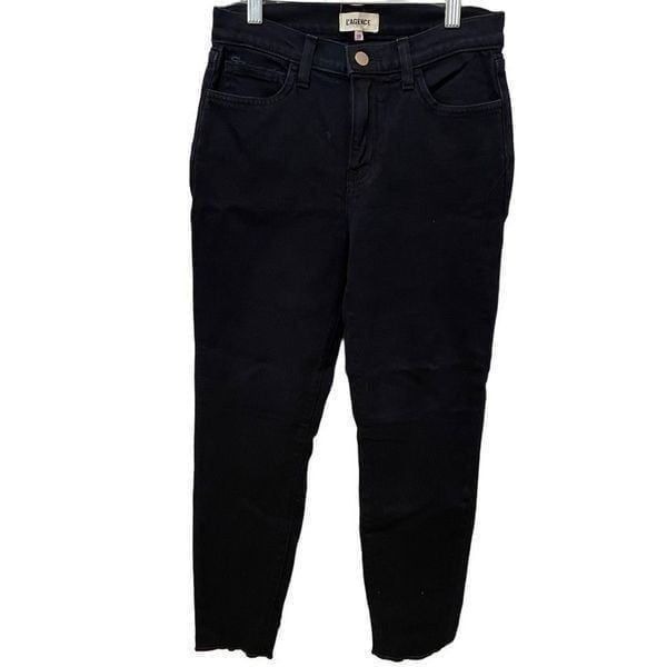 L’Agence Jeans Womens 25 Black Matador Skinny Leg Stretchy Raw Ankle Hem SAMPLE