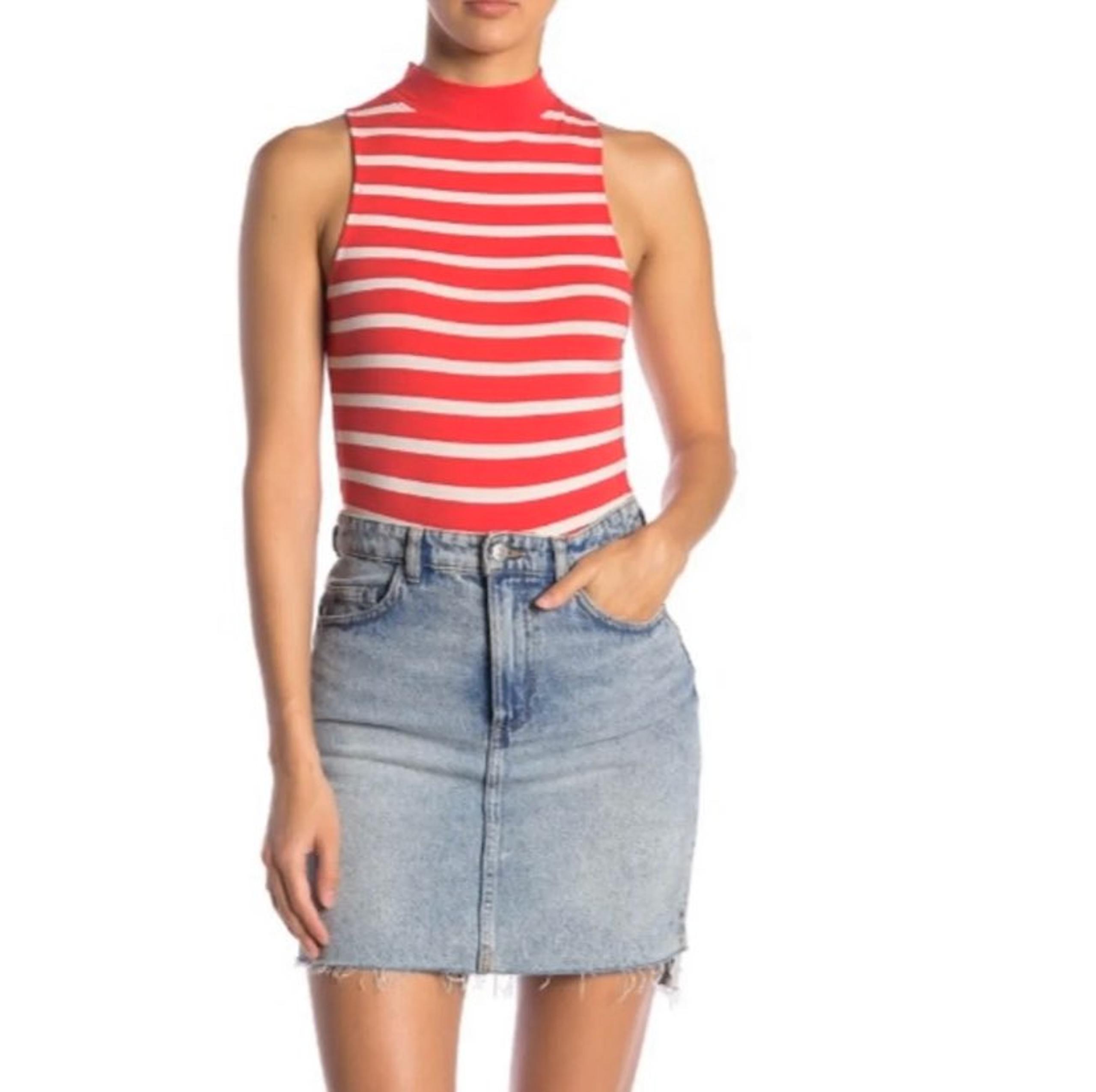 New Abound | Mock Neck Red White Striped
