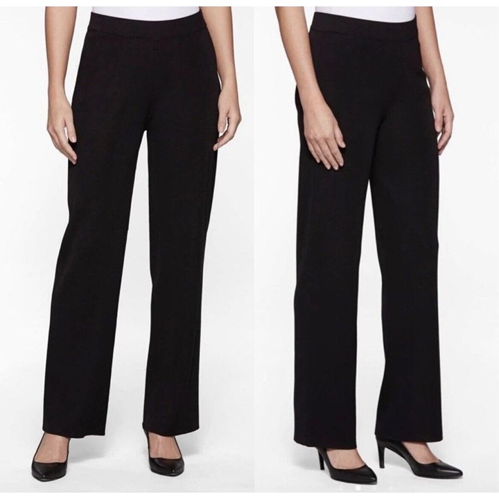 Misook WOMAN Black Stretch Knit Wide Leg Pull On Pants Trousers womens sz 1X