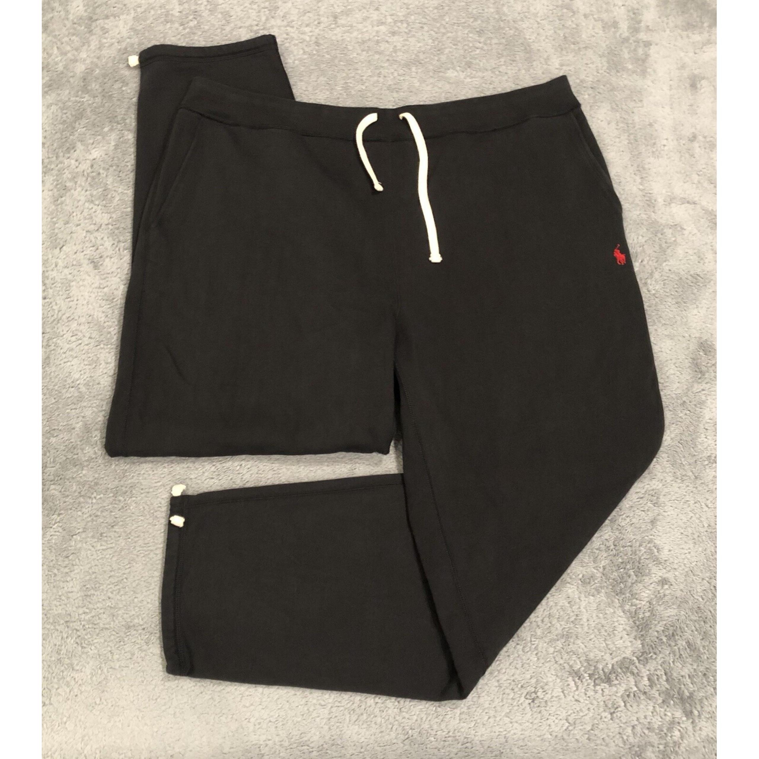 Polo Ralph Lauren Fleece Jogger Pants Men's 3XLT 3XL Tall 44x34 Black Red Pony