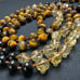 New Handmade Tigers Eye Black Tourmaline Yellow Quartz Beaded Knotted Mala