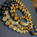 New Handmade Tigers Eye Black Tourmaline Yellow Quartz Beaded Knotted Mala