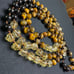 New Handmade Tigers Eye Black Tourmaline Yellow Quartz Beaded Knotted Mala