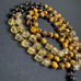 New Handmade Tigers Eye Black Tourmaline Yellow Quartz Beaded Knotted Mala