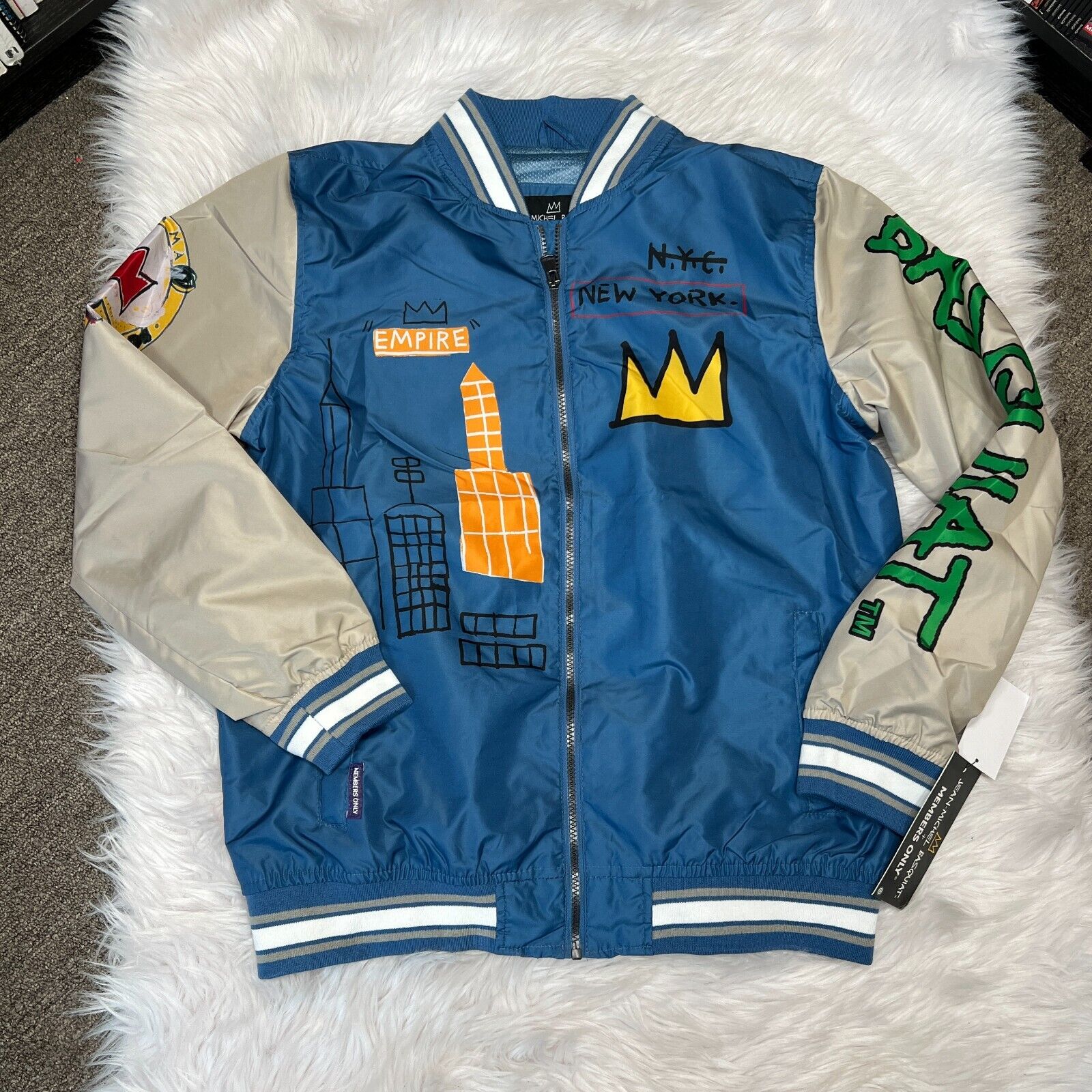 MEMBERS ONLY X BASQUIAT SLATE BLUE JACKET NEW YORK MEDIUM