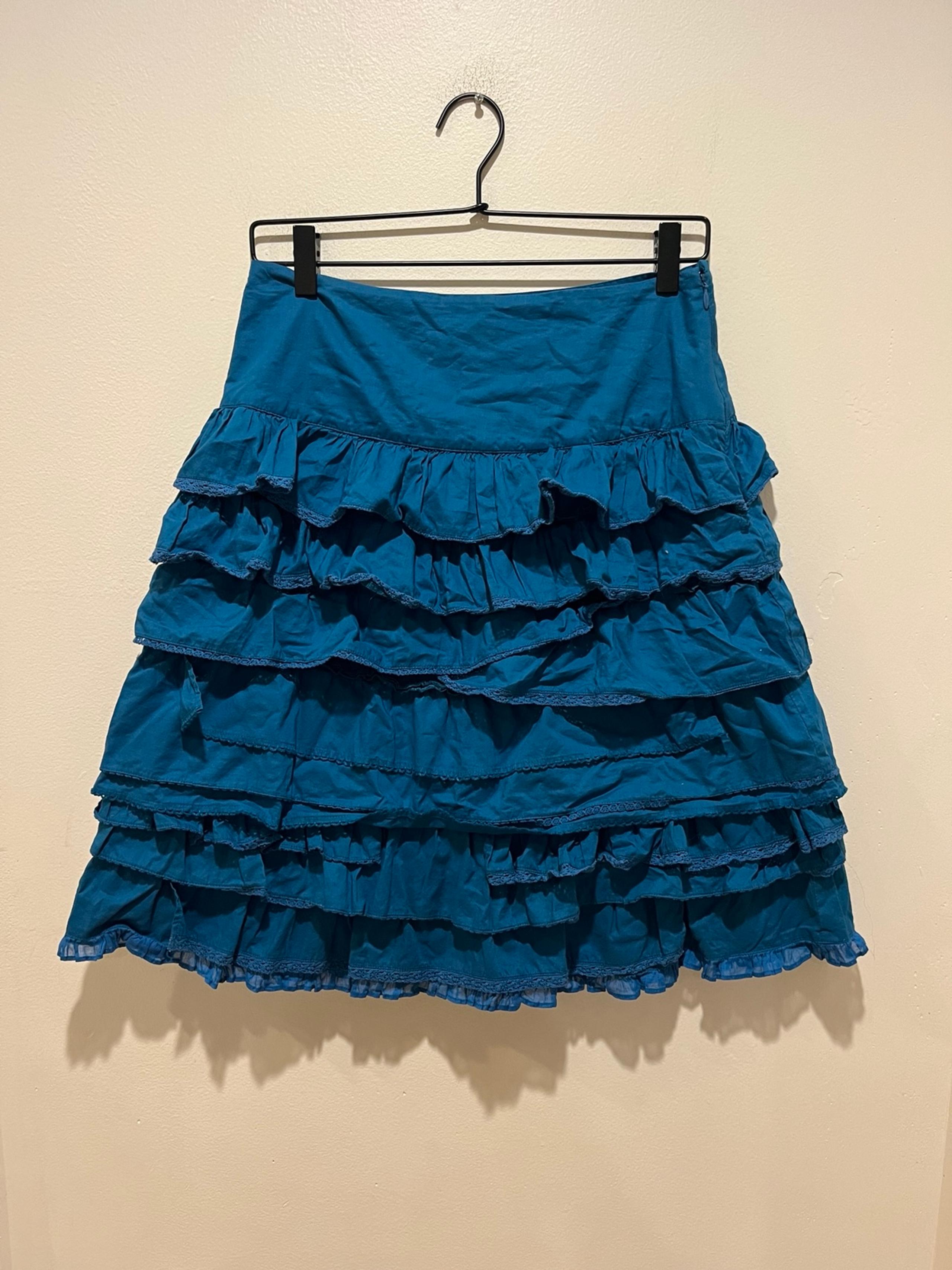 Edme & Esyllte by Anthropologie Sea Foam Blue A-Line Ruffled Skirt - Women’s 2