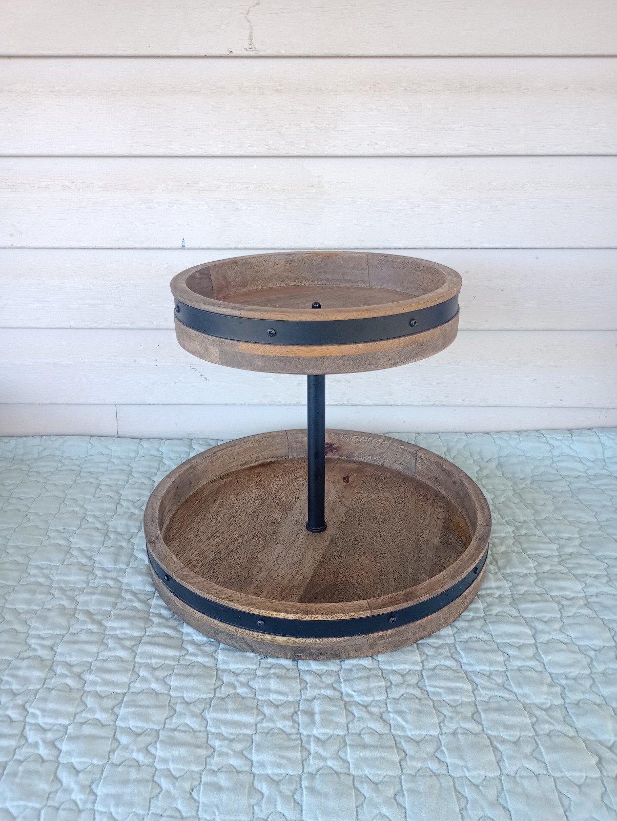 Mikasa Lazy Susan 2-tier Rotating Spinning Mango Wood - Brown
