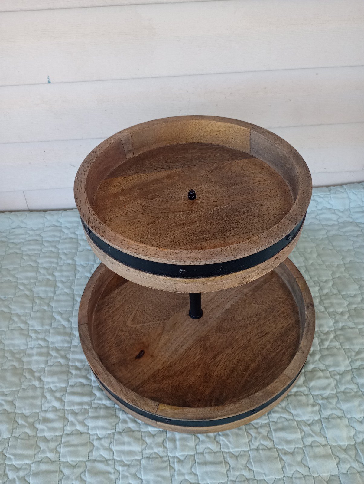 Mikasa Lazy Susan 2-tier Rotating Spinning Mango Wood - Brown - detail