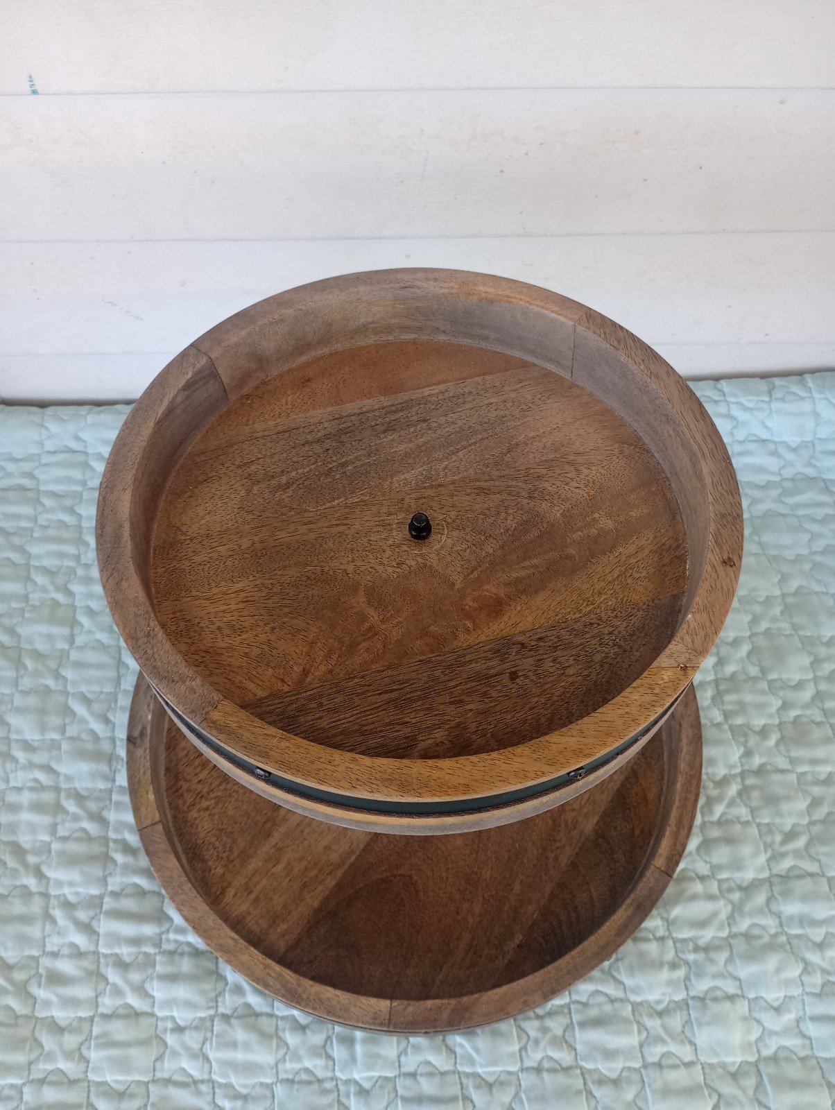 Mikasa Lazy Susan 2-tier Rotating Spinning Mango Wood - Brown - detail