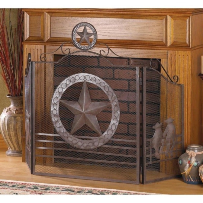 Long Star Country Style Fireplace Screen