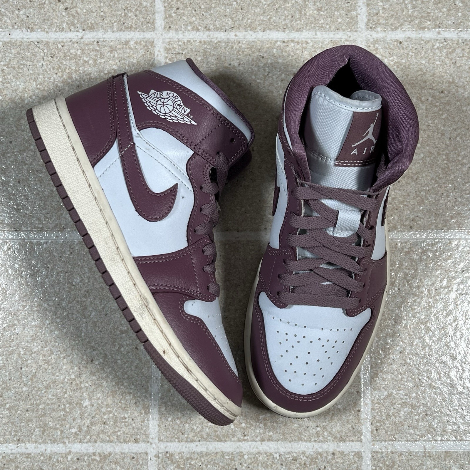 Nike Air Jordan 1 Mid Pink Mauve Purple Retro Sneaker BQ6472-050 Womens Size 6