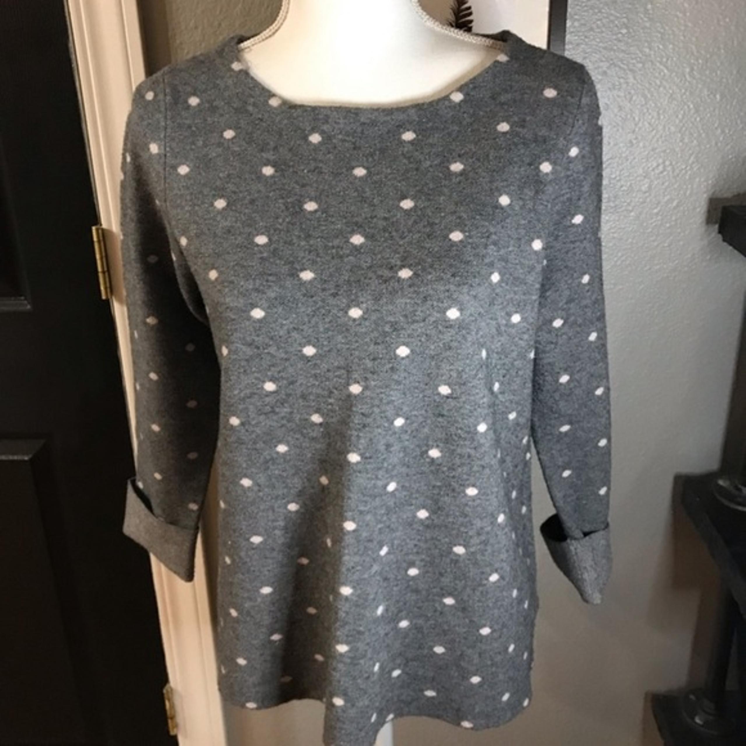 Cynthia Rowley grey polka dot wool blend sweater