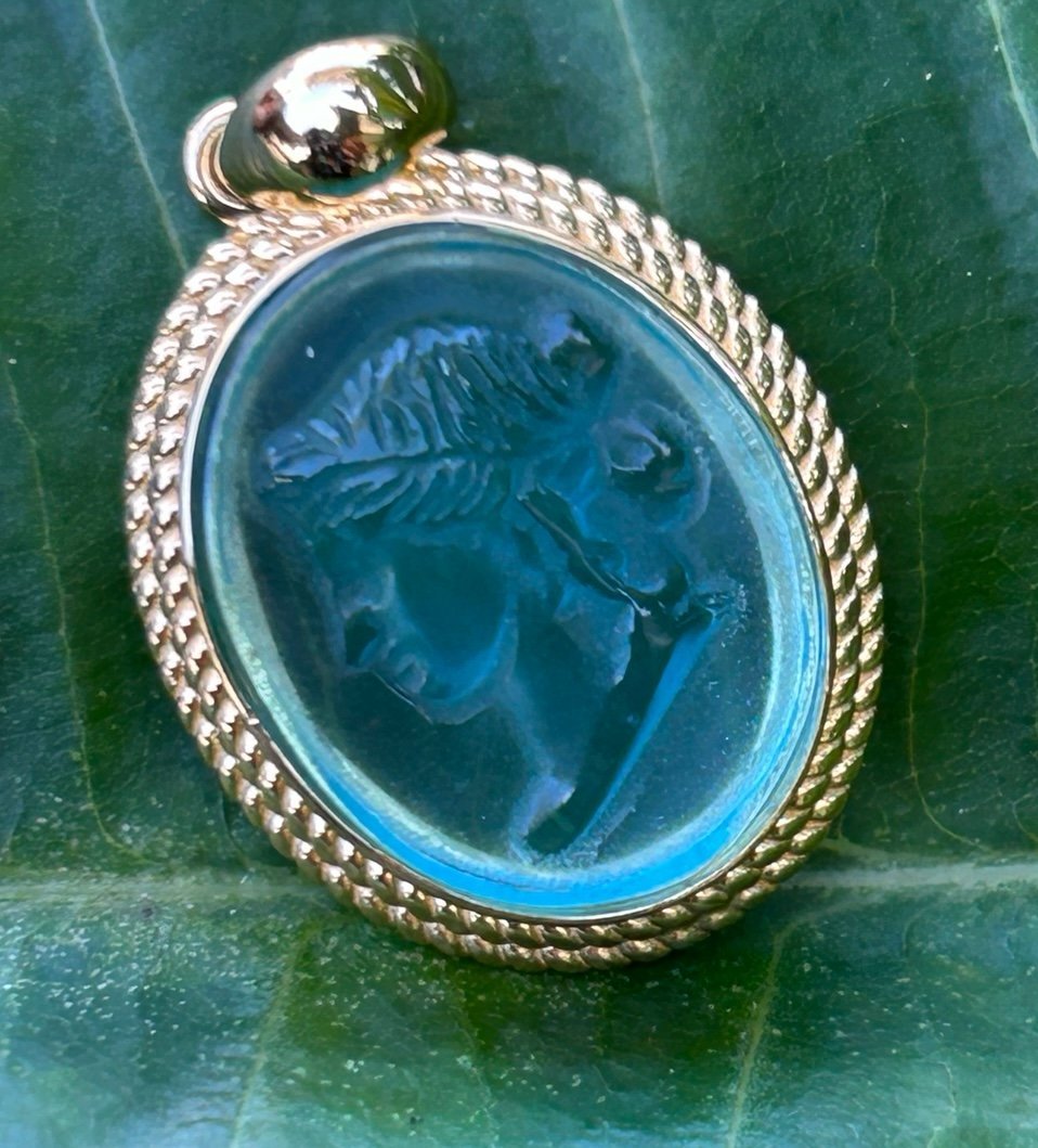Tagliamonte 18kt Gold Plated blue Venetian Glass made in Italy necklace Pendant