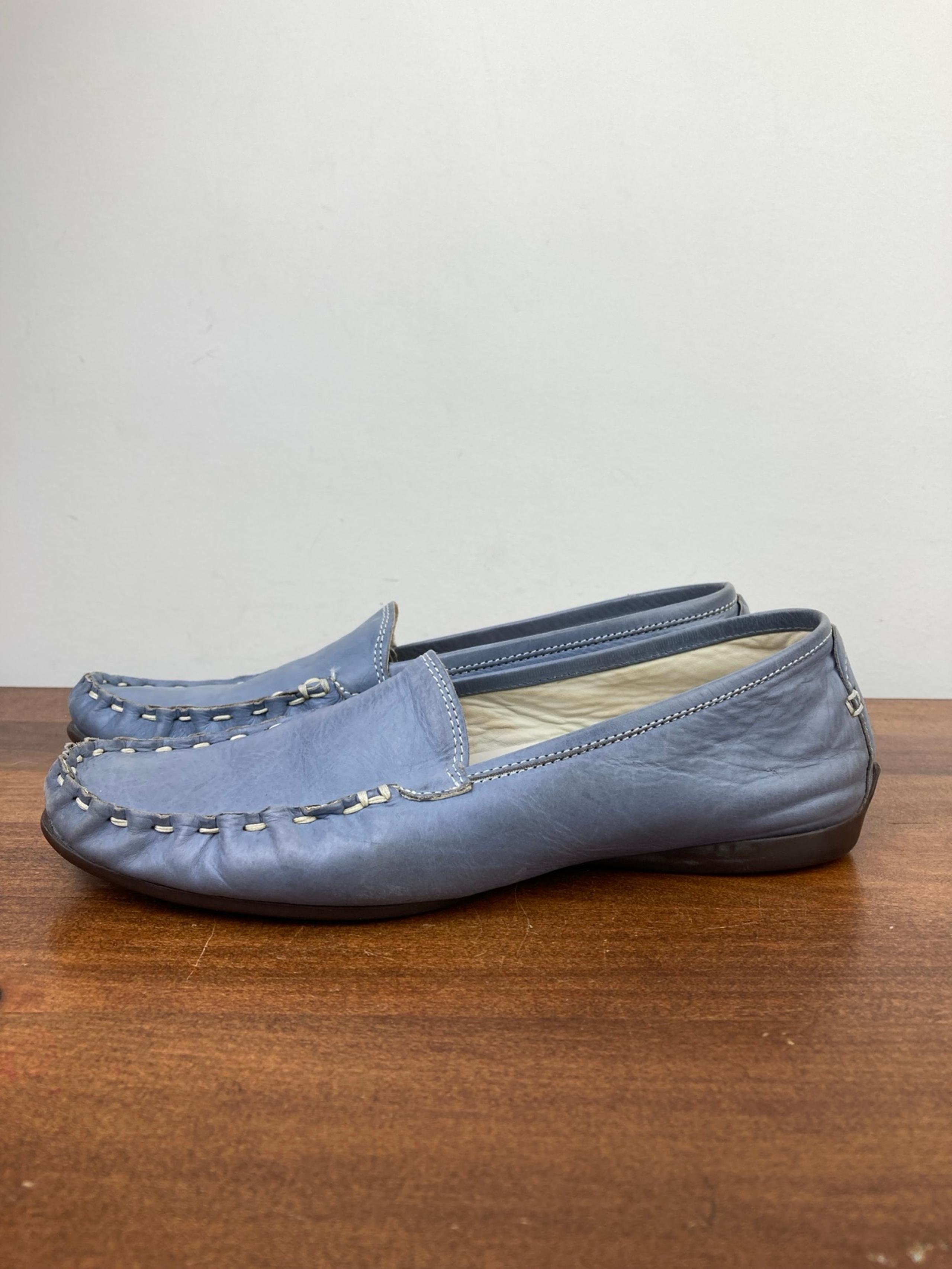 AGL Attilio Giusti Leombruni Loafers Blue Leather Women's Size 38/7.5 Made Italy