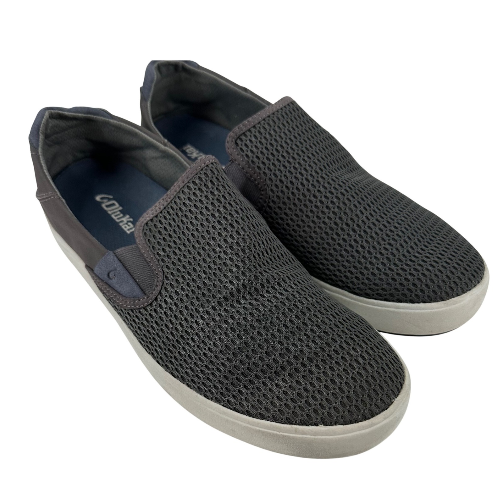 OluKai Lae'Ahi Slip On Shoes Mesh Comfort Casual Loafers Gray Mens 10.5
