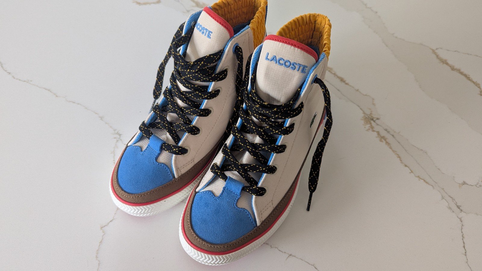 Lacoste Kids' Blue and Brown High-Top Sneakers