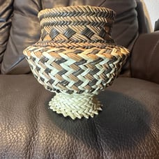 Hand made hande woven Native American Rarámuri or Tarahumara pine needles basket