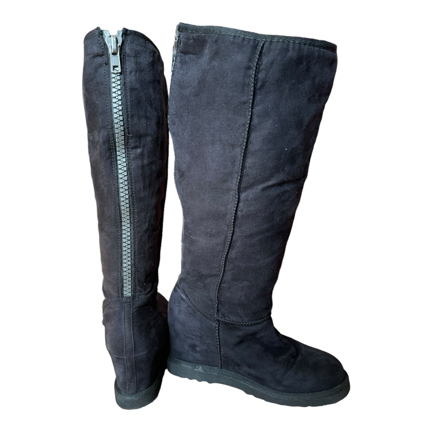 Madden Girl Swishin hidden wedge Black boots full back exposed zipper size 6.5