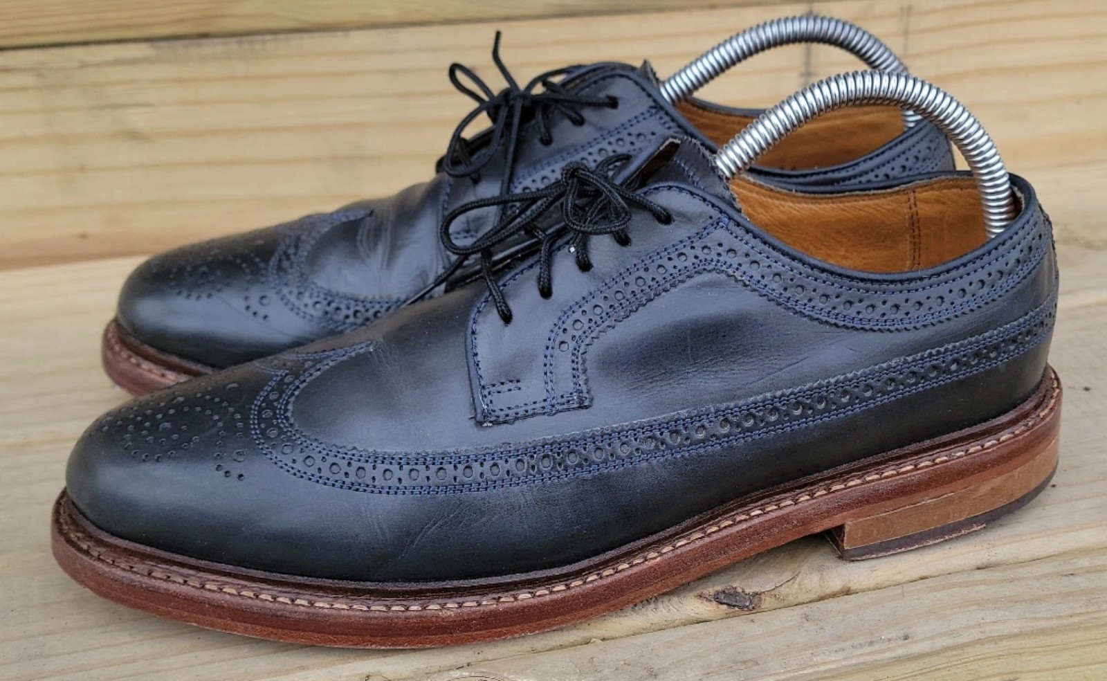 FLORSHEIM LIMITED Black Leather Dress Wingtip Derby Shoes Mens Sz 8 NICE Vintage